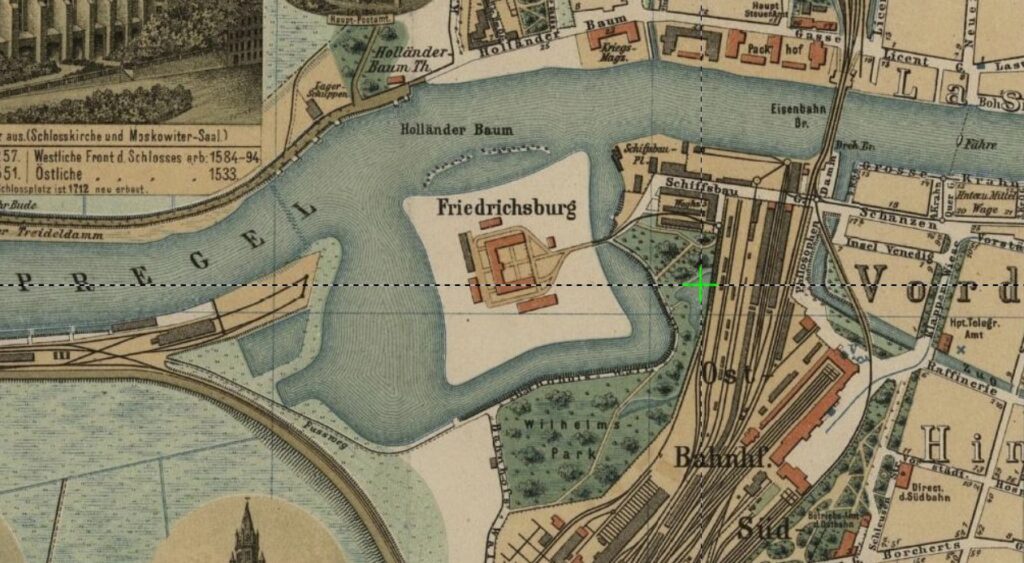 Крепость Фридрихсбург на карте 1885 года