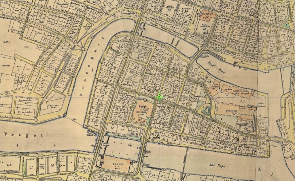 Кеттельштрассе, 20 на карте 1938 года (Помечено зеленым крестиком)
